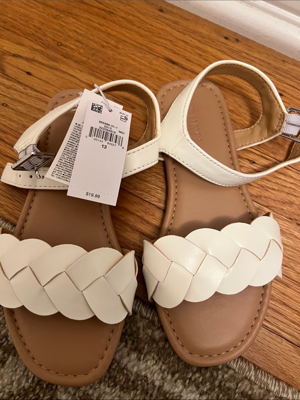 NWT- Old Navy Girls Cream Braided Strap Sandals size 13